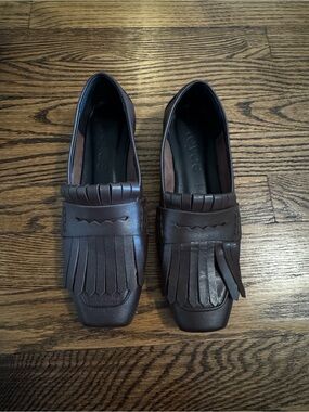 Aeyde Belen Fringe Leather Penny Loafers